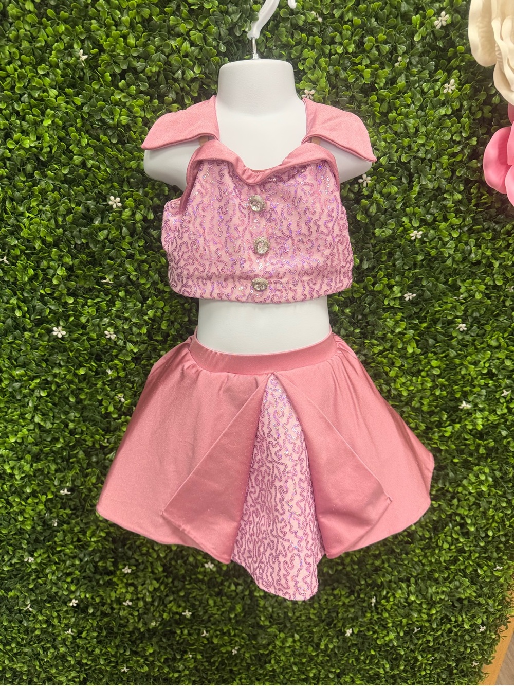 Pink Girls' Dance Costume Two-Piece Set